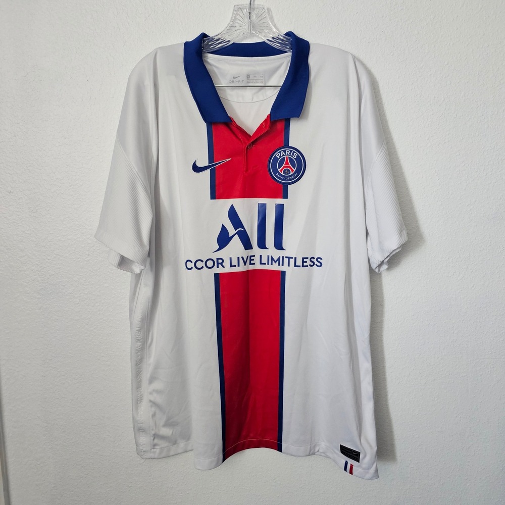 Nike Paris Saint-Germain PSG 2020/21 Away Jersey White XXL 50th Anniversary Mens